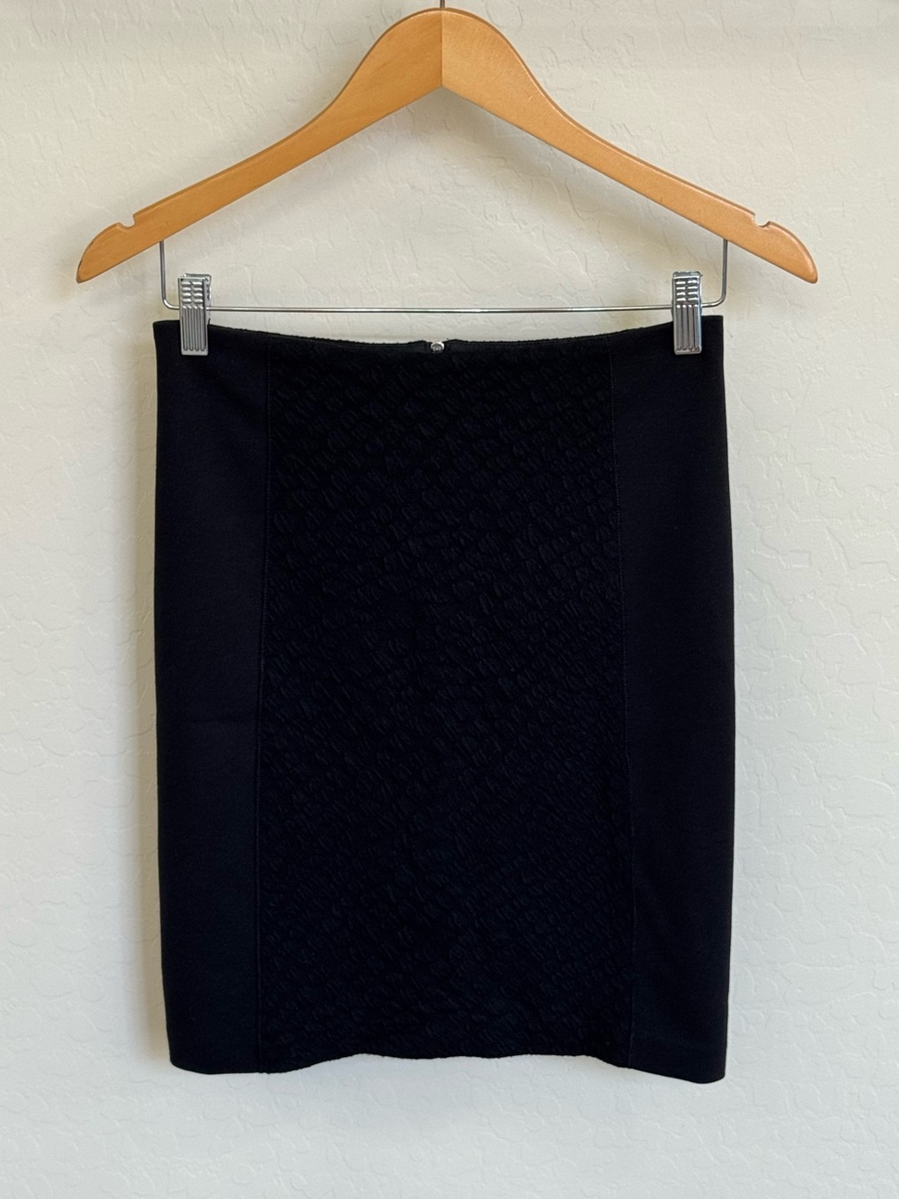 Rebecca Taylor Black Textured Smocked Panel Colorblock Mini Skirt Size 0